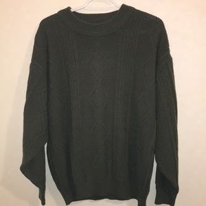 Army green cable knit sweater